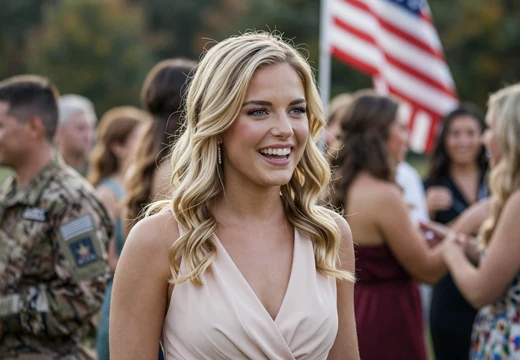 Happy woman at an army reunion, illustrating army dating to meet military men