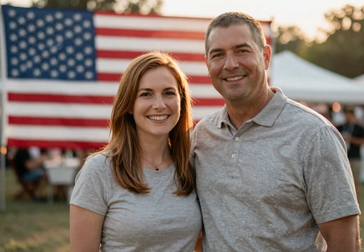 Woman with a veteran at a community event on the HonorElite veteran dating site