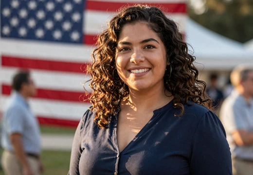 Woman smiling at a veteran community event, representing veteran dating on a military social network