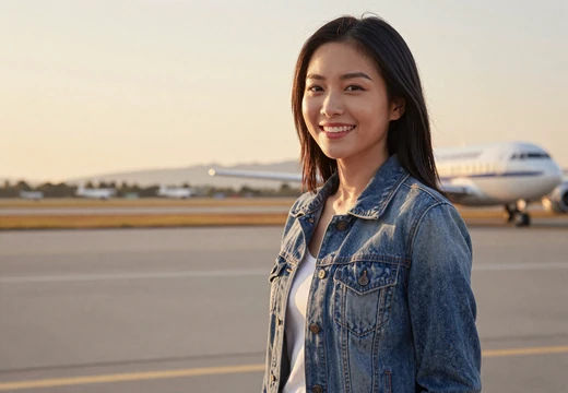 Woman at a sunset airfield, representing military pilot dating to meet aviators