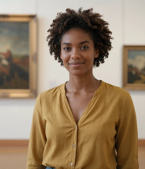 Imani, a verified member at a museum admiring navy men on our naval officer dating community