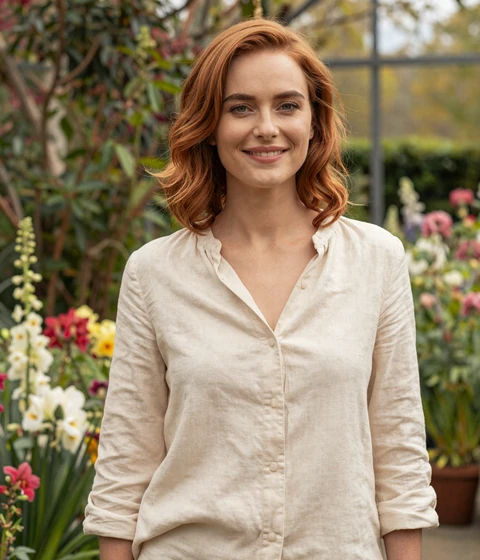 Grace, a verified member of our uniform dating site smiling in a botanical garden