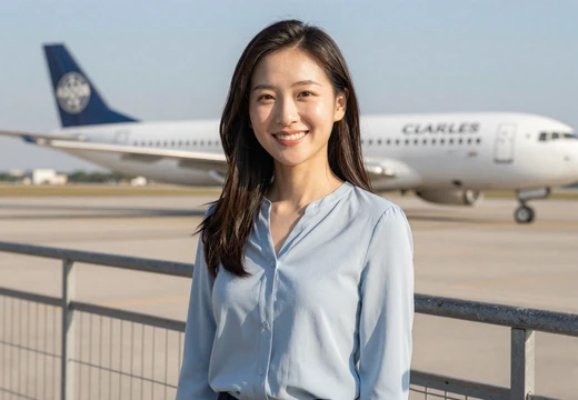 Woman near an airfield with a blurred aircraft on our military pilot dating site