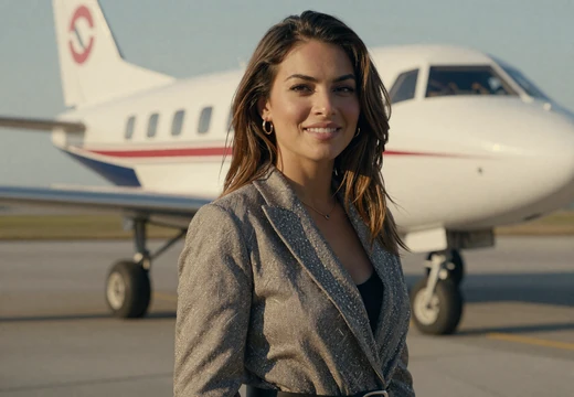 Woman near an airfield with a blurred aircraft on our military pilot dating site