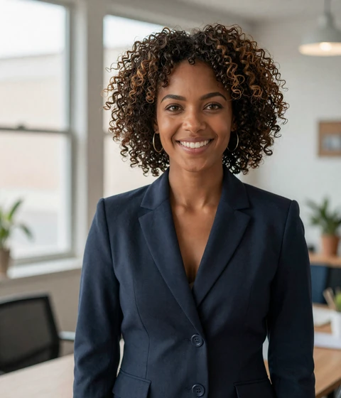 Alicia, a verified member in a casual office who admires men in uniform on our dating community