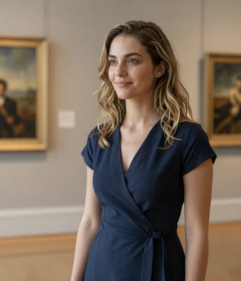 Elise, a verified woman at a museum seeking a serious relationship with a military pilot on HonorElite